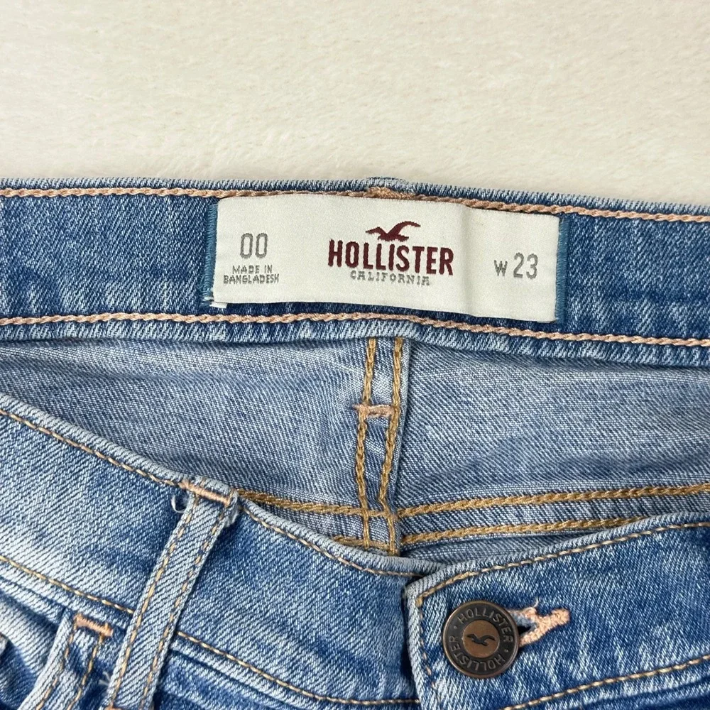 Hollister Denim Shorts Womens 00 Low Rise 23 Blue Cuffed Mini Micro Jean Shorts